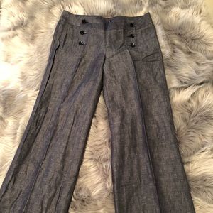 Wide leg linen sailor pants